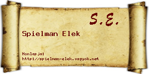 Spielman Elek névjegykártya